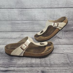 Birkenstock Gizeh Thong Sandals 38 Women's 7-7.5 Beige Cream